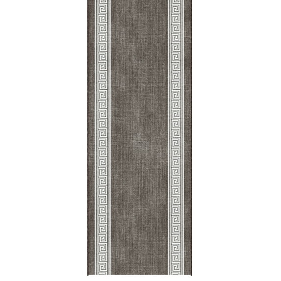 Ottomanson Aisle Runner Rug 1'10.5" x 21' Soft Non-Slip Indoor Rug, Greek Border Brown