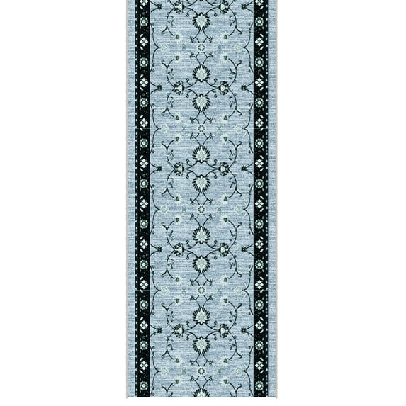 Ottomanson Aisle Runner Rug 1'10.5" x 35' Soft Non-Slip Indoor Rug, Mahal Blue