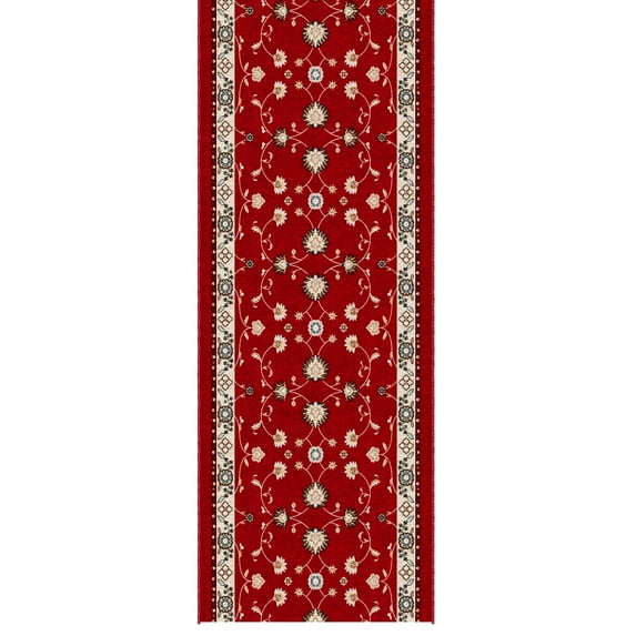 Ottomanson Aisle Runner Rug 1'10.5" x 35' Soft Non-Slip Indoor Rug, Mahal Red