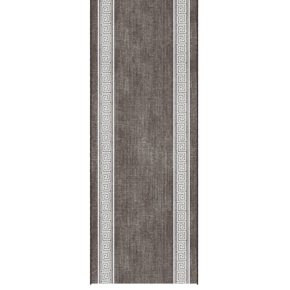 Ottomanson Aisle Runner Rug 1'10.5" x 37' Soft Non-Slip Indoor Rug, Greek Border Brown