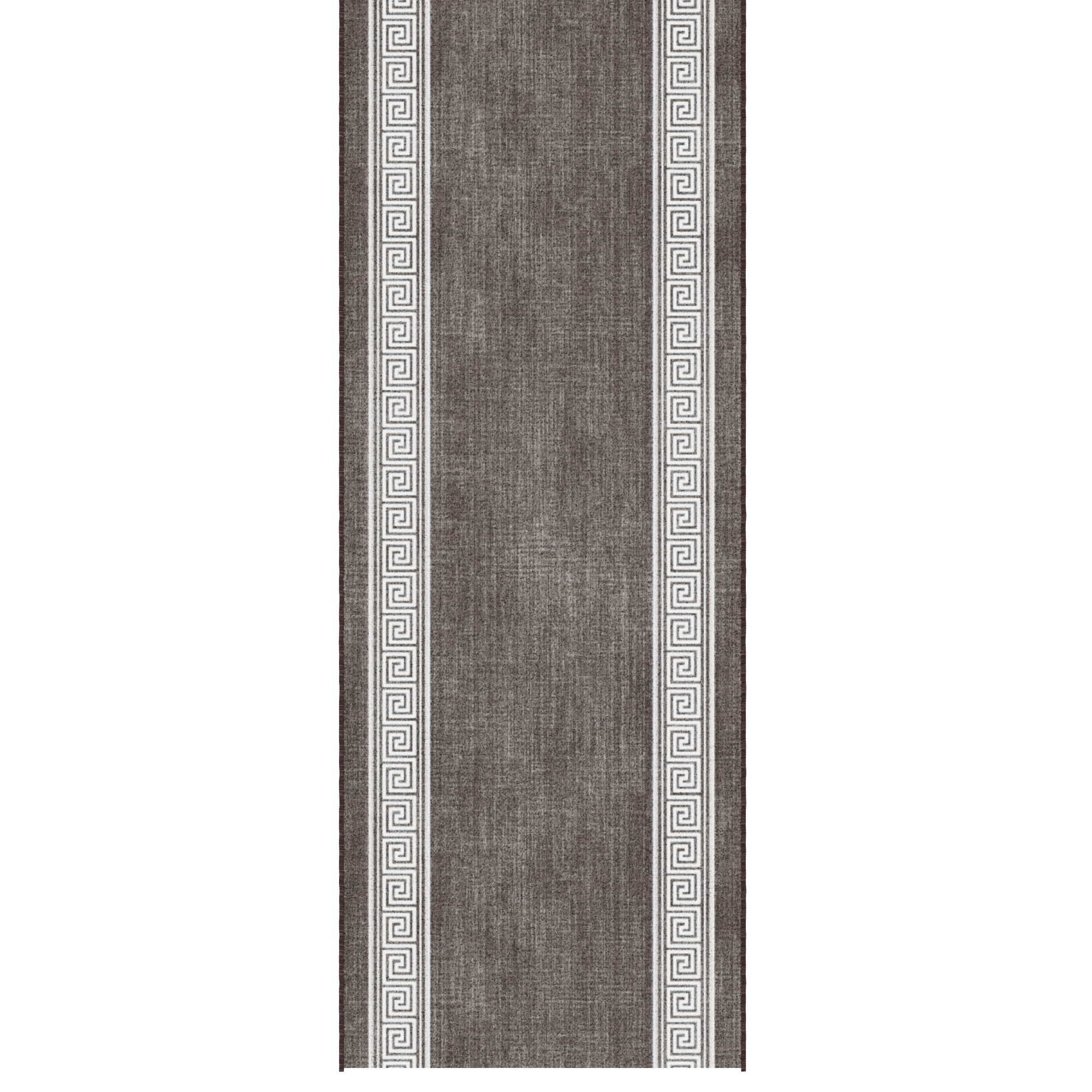 Ottomanson Aisle Runner Rug 1'10.5" x 39' Soft Non-Slip Indoor Rug, Greek Border Brown