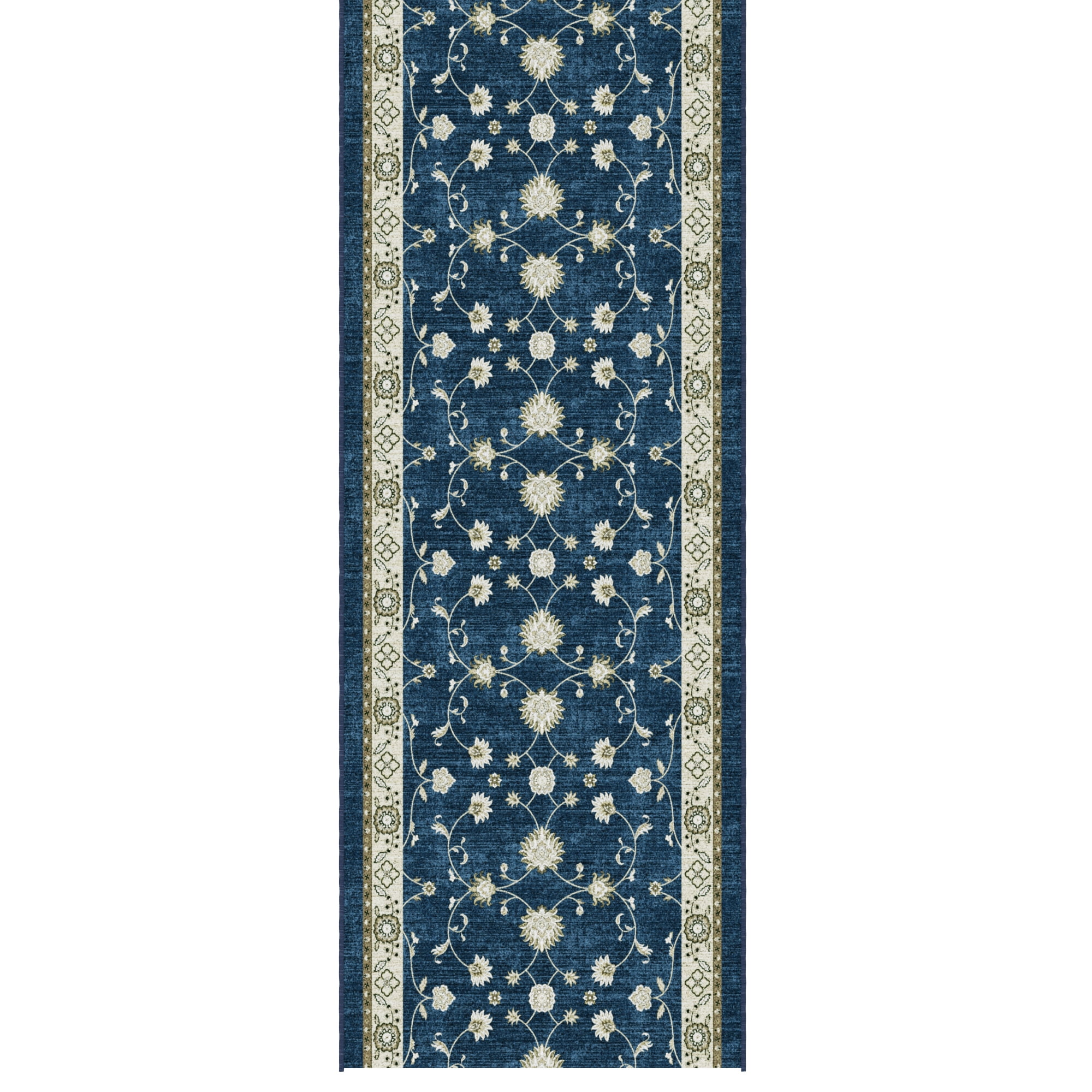 Ottomanson Aisle Runner Rug 1'10.5" x 47' Soft Non-Slip Indoor Rug, Mahal Navy