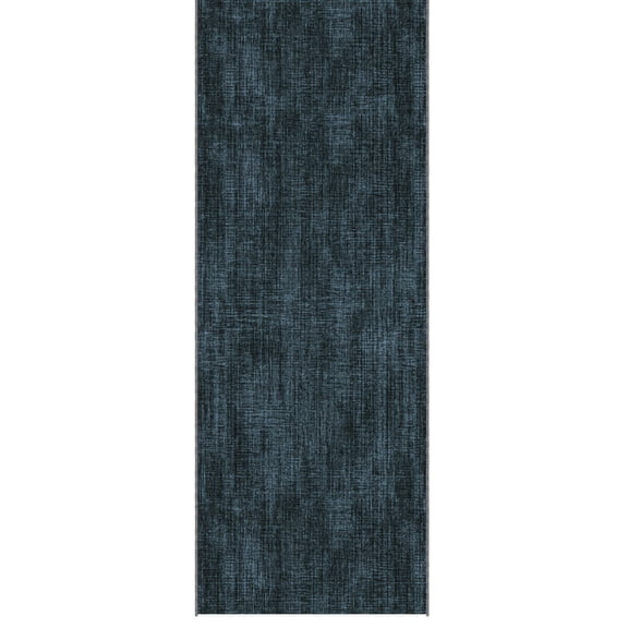 Ottomanson Aisle Runner Rug 1'10.5" x 47' Soft Non-Slip Indoor Rug, Solid Charcoal Navy
