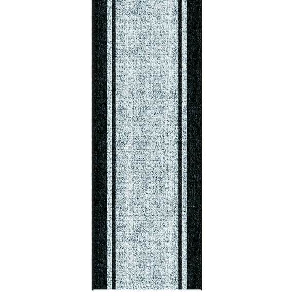 Ottomanson Bath Rug 1'10.5" x 5' Soft Non-Slip Washable Runner, Border Gray