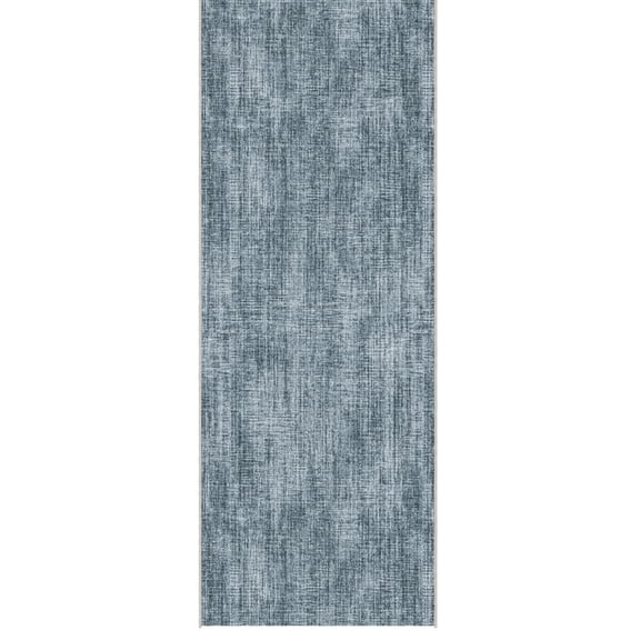 Ottomanson Bath Rug 1'10.5" x 5' Soft Non-Slip Washable Runner, Solid Greyish Blue