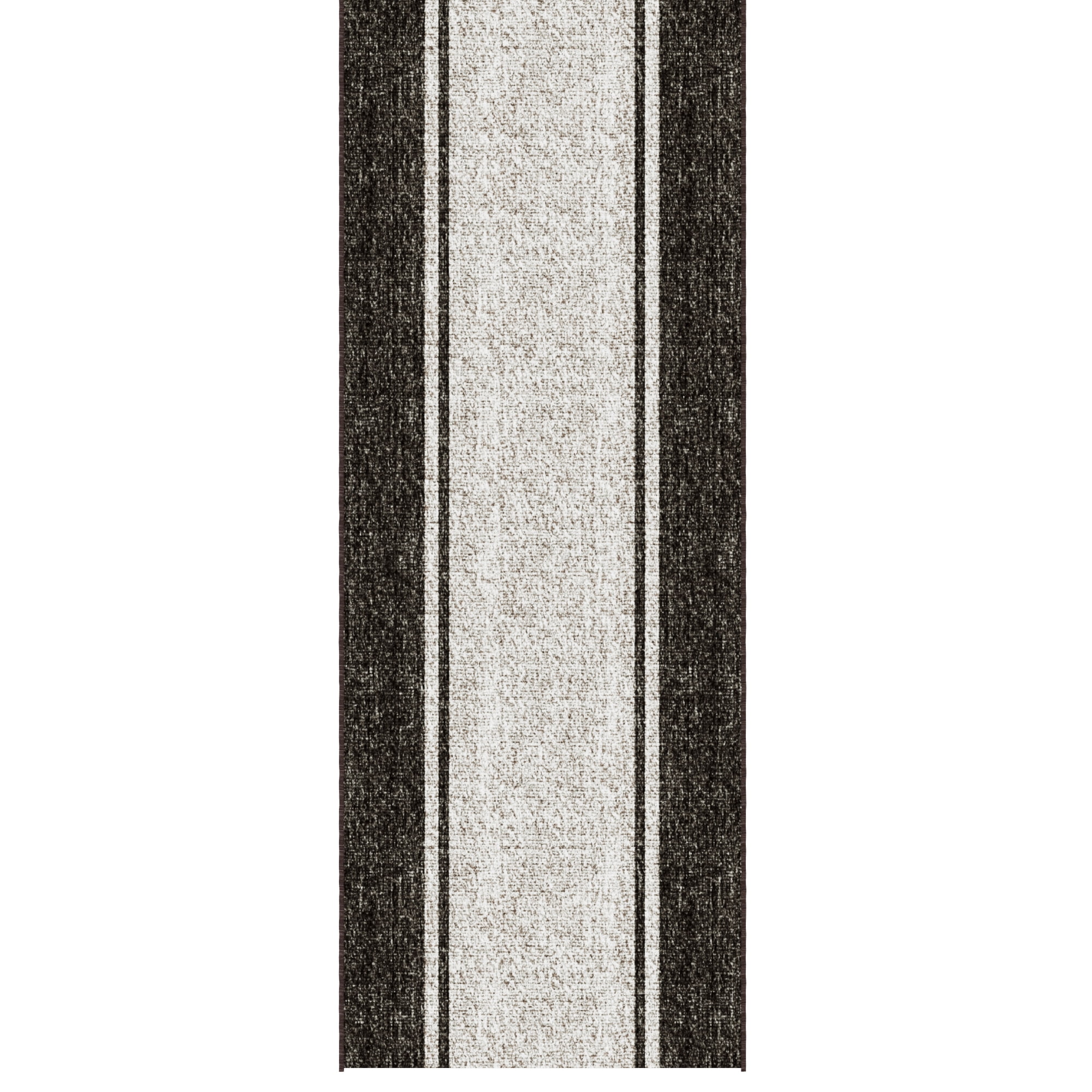 Ottomanson Aisle Runner Rug 1'10.5" x 53' Soft Non-Slip Indoor Rug, Border Brown