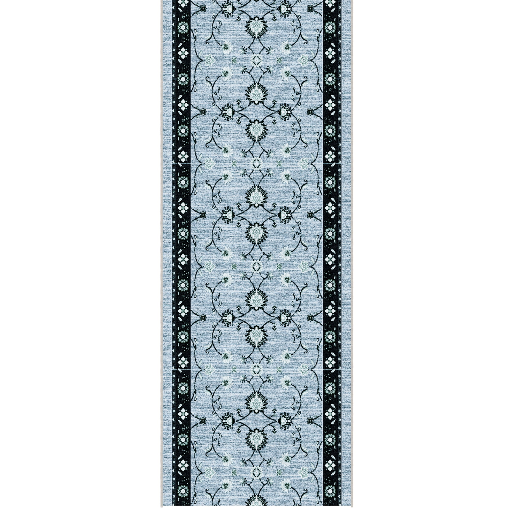 Ottomanson Aisle Runner Rug 1'10.5" x 53' Soft Non-Slip Indoor Rug, Mahal Blue