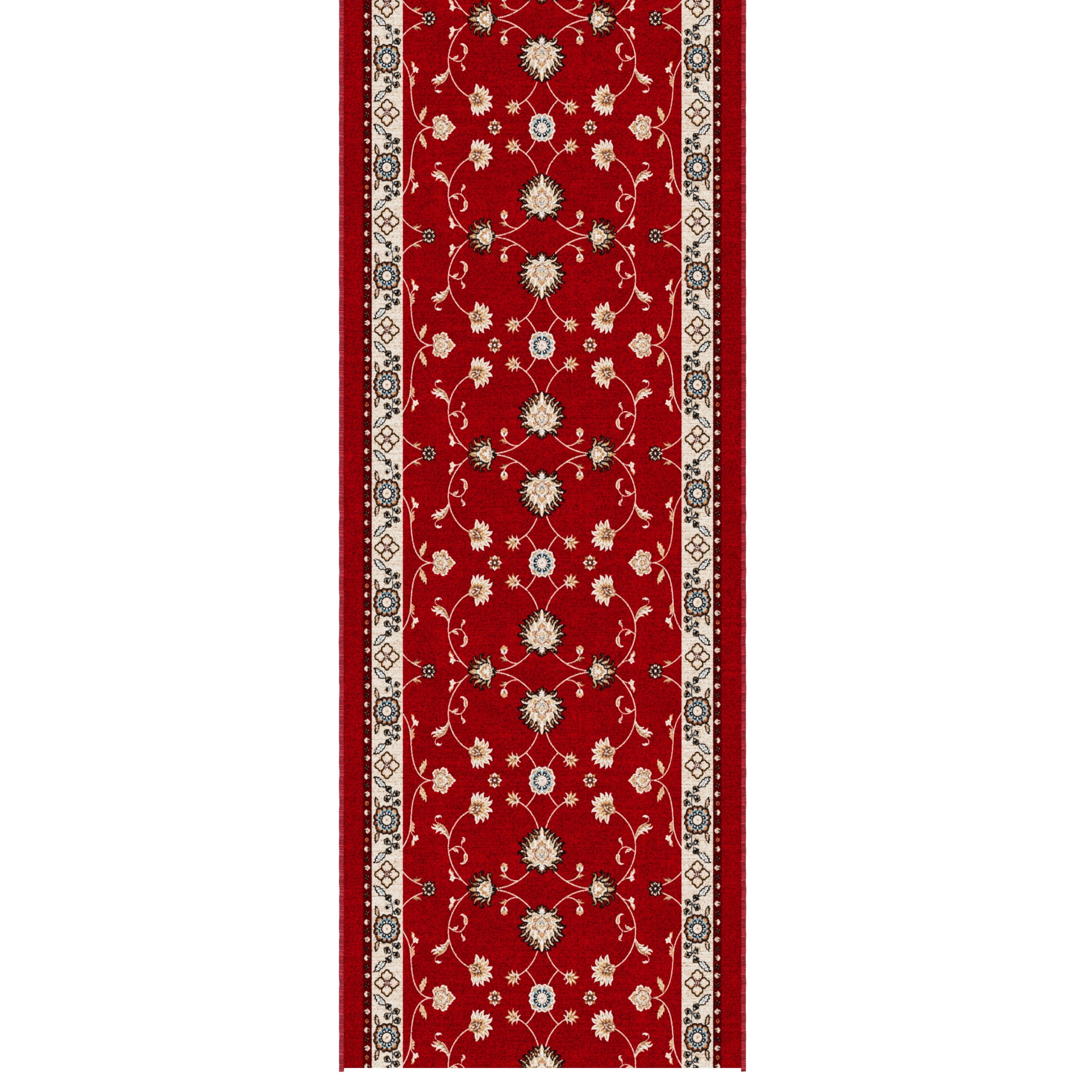 Ottomanson Aisle Runner Rug 1'10.5" x 53' Soft Non-Slip Indoor Rug, Mahal Red