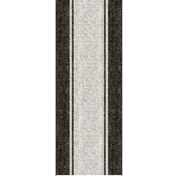 Ottomanson Aisle Runner Rug 1'10.5" x 55' Soft Non-Slip Indoor Rug, Border Brown