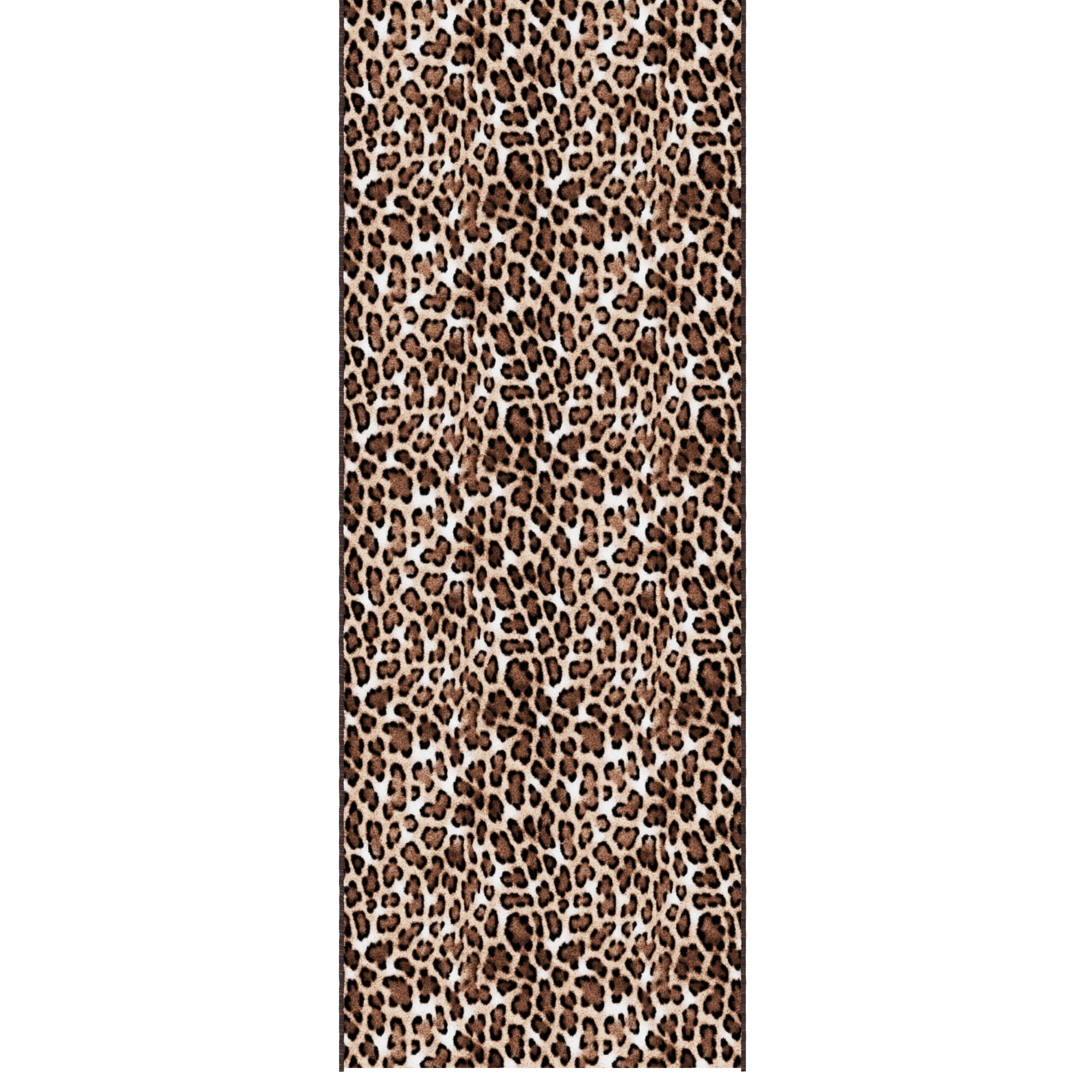 Ottomanson Aisle Runner Rug 1'10.5" x 55' Soft Non-Slip Indoor Rug, Leopard Print Brown