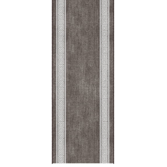 Ottomanson Runner Rug 1'10.5" x 7' Soft Non-Slip Indoor Runner, Greek Border Brown