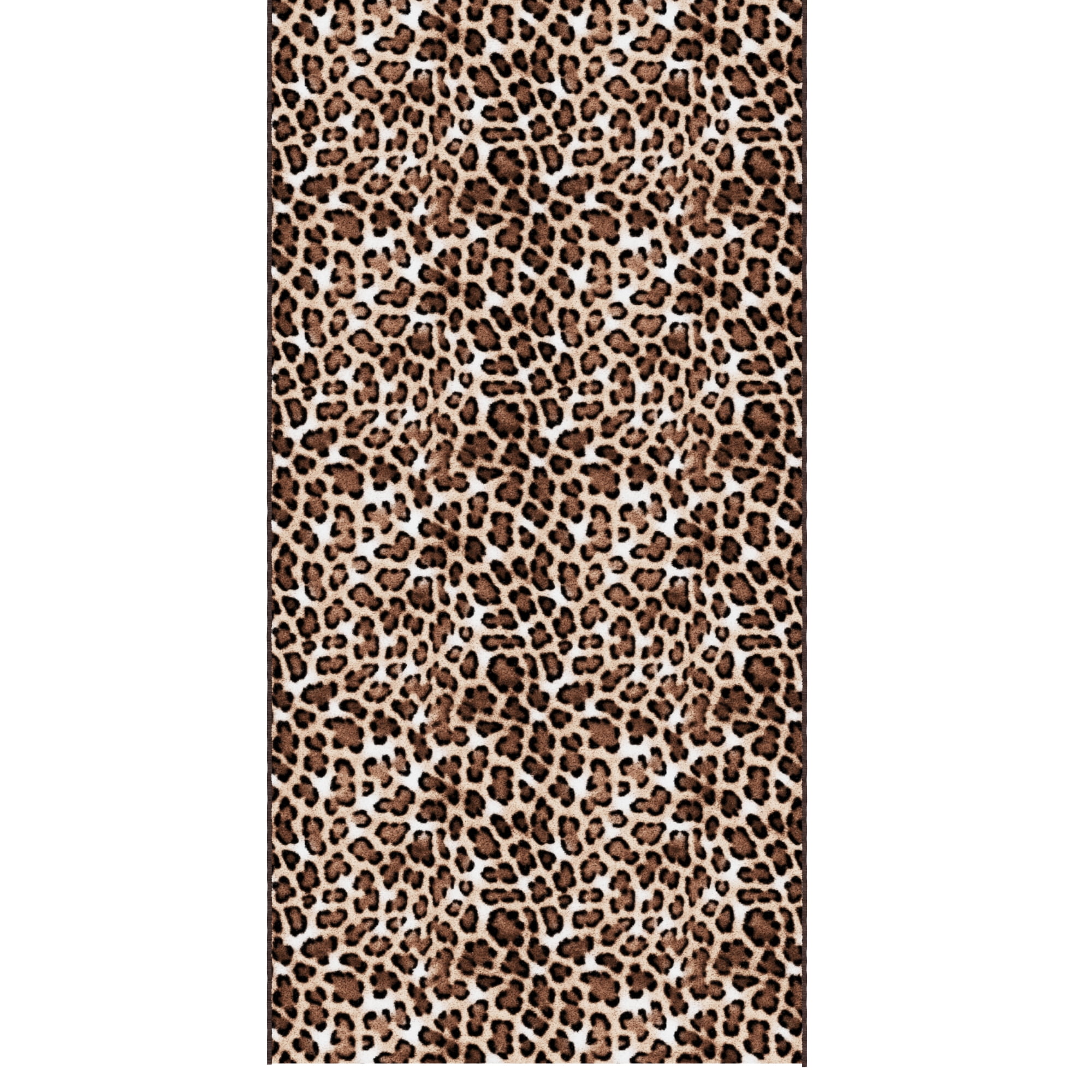 Ottomanson Hallway Runner Rug 2'7" x 13' Soft Non-Slip Indoor Rug, Leopard Print Brown