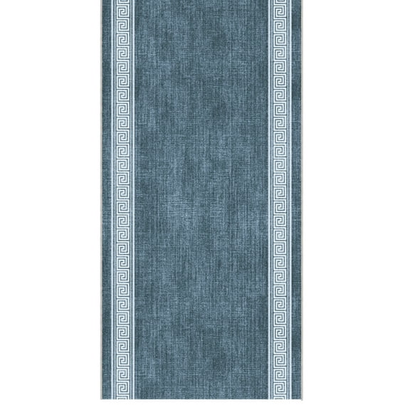 Ottomanson Aisle Runner Rug 2'7" x 17' Soft Non-Slip Indoor Rug, Greek Border Greyish Blue