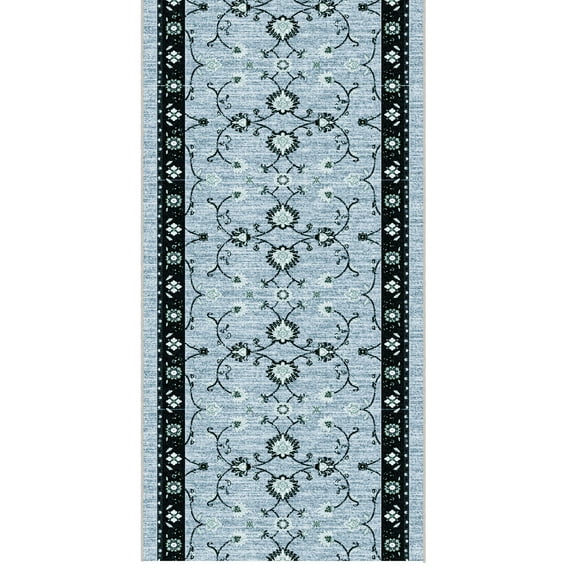 Ottomanson Aisle Runner Rug 2'7" x 19' Soft Non-Slip Indoor Rug, Mahal Blue