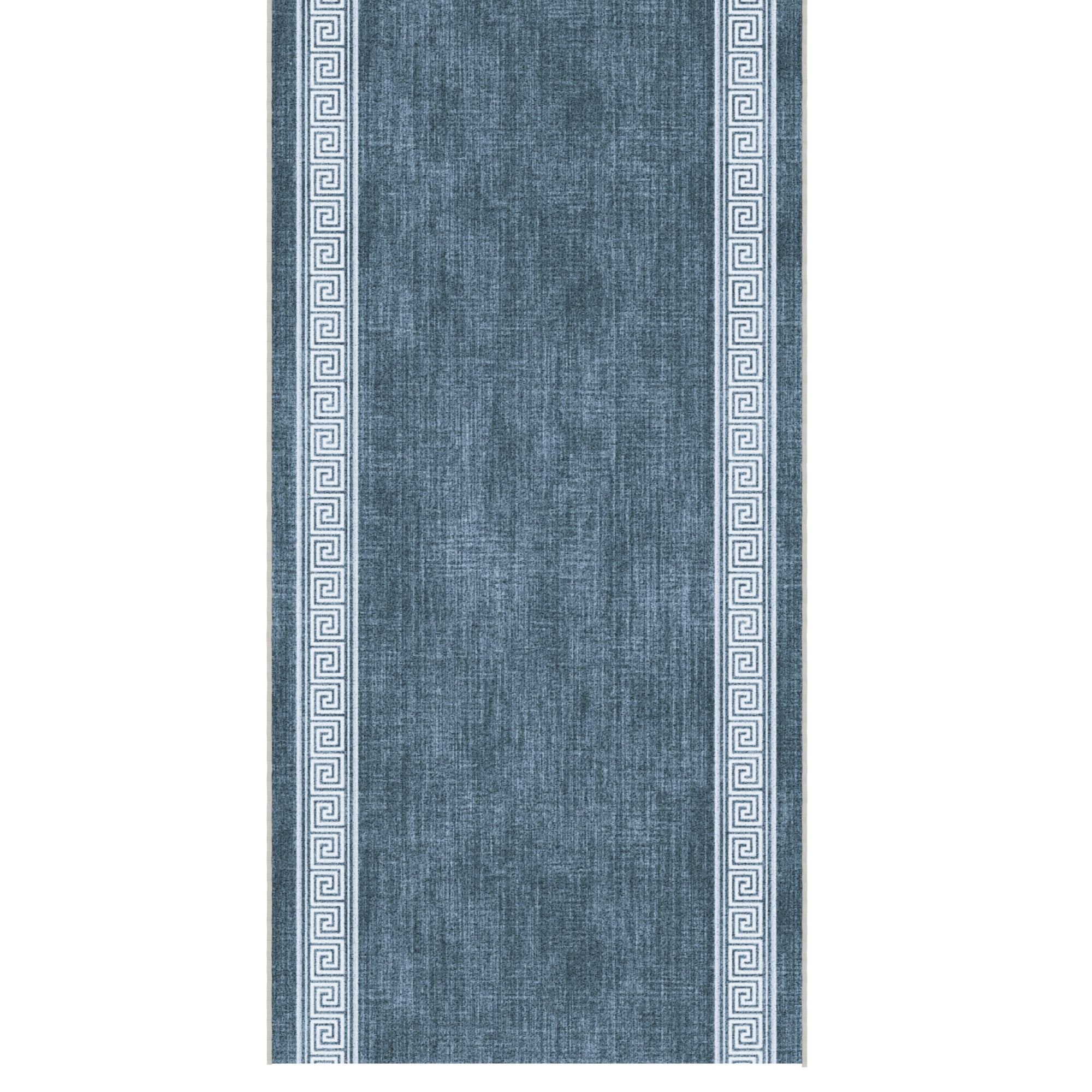Ottomanson Aisle Runner Rug 2'7" x 49' Soft Non-Slip Indoor Rug, Greek Border Greyish Blue