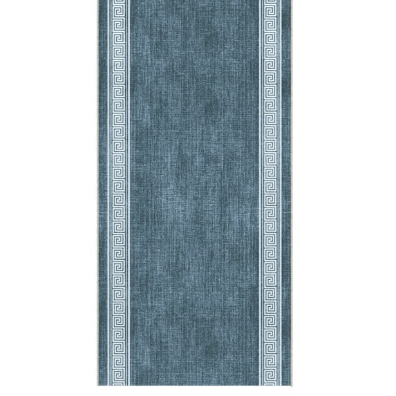 Ottomanson Aisle Runner Rug 2'7" x 55' Soft Non-Slip Indoor Rug, Greek Border Greyish Blue