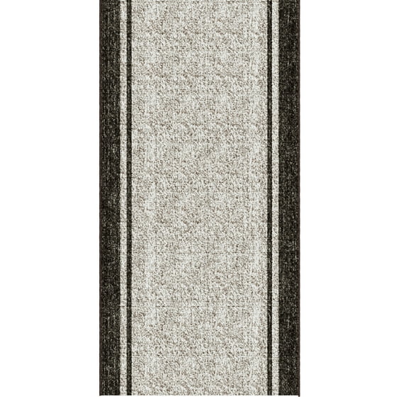 Ottomanson Runner Rug 2'7" x 7' Soft Non-Slip Indoor Runner, Border Brown