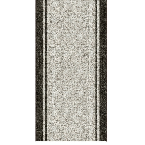 Ottomanson Runner Rug 2'7" x 7' Soft Non-Slip Indoor Runner, Border Brown