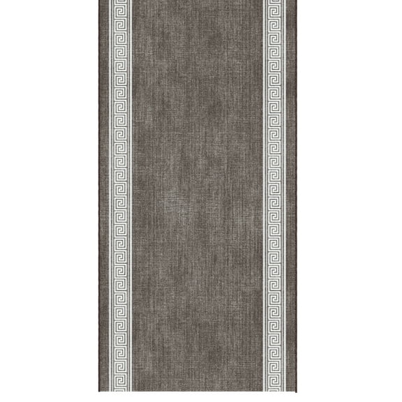 Ottomanson Non-Slip Hallway Runner Rug 2'7" x 7' Stain-Resistant Custom Cut Carpet for Bedroom, Greek Border Brown