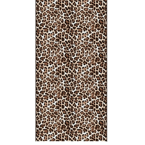 Ottomanson Runner Rug 2'7" x 7' Soft Non-Slip Indoor Runner, Leopard Print Brown