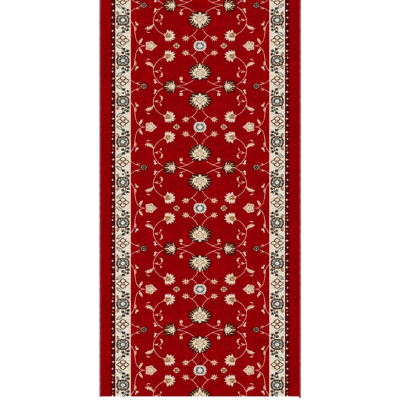 Ottomanson Runner Rug 2'7" x 7' Soft Non-Slip Indoor Runner, Mahal Red