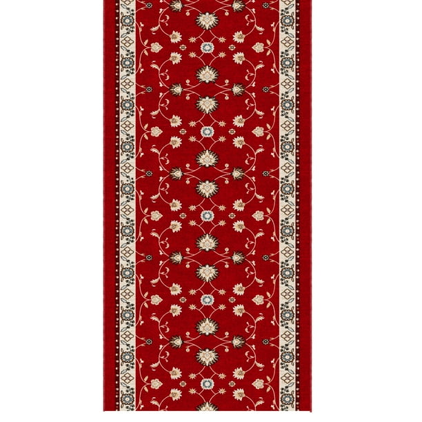 Ottomanson Non-Slip Hallway Runner Rug 2'7" x 7' Stain-Resistant Custom Cut Carpet for Bedroom, Mahal Red