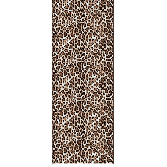 Ottomanson Front Door Mat for Inside 1'10.5" x 3' Soft Non-Slip Washable Rug, Leopard Print Brown