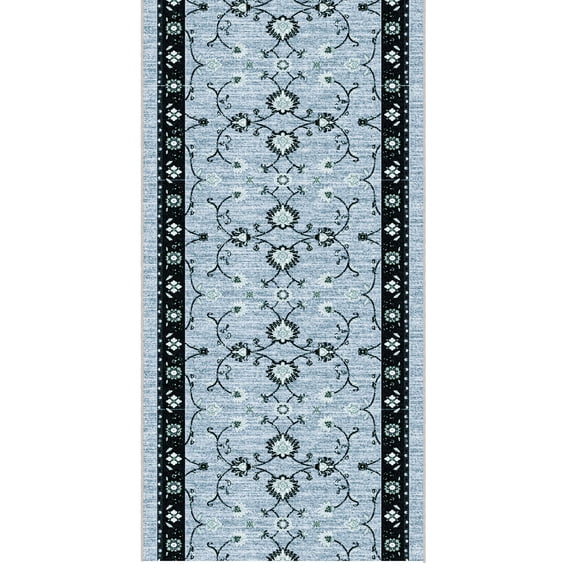 Ottomanson Kitchen Floor Mat 2'7" x 3' – Soft Non-Slip Washable Rug, Mahal Blue