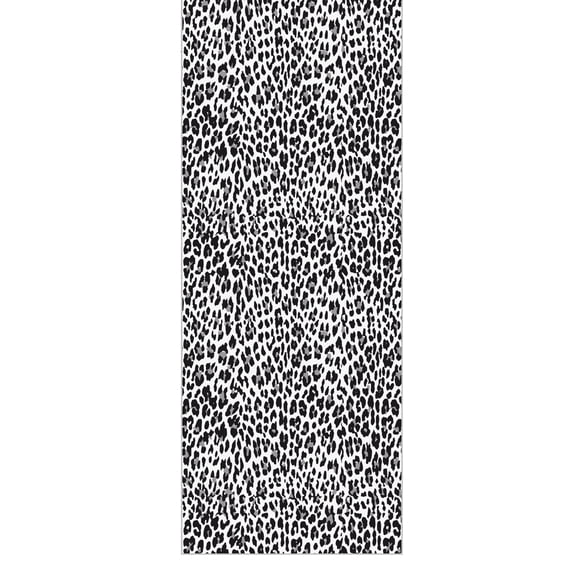 Ottomanson Non-Slip Washable Area Rug for Living Room Durable Low Profile Bedroom Carpet 3'3" x 4'6" Leopard Print Black & White