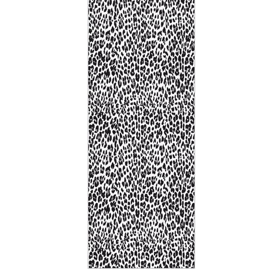 Ottomanson Non-Slip Washable Area Rug for Living Room Durable Low Profile Bedroom Carpet 5' x 6'6" Leopard Print Black & White