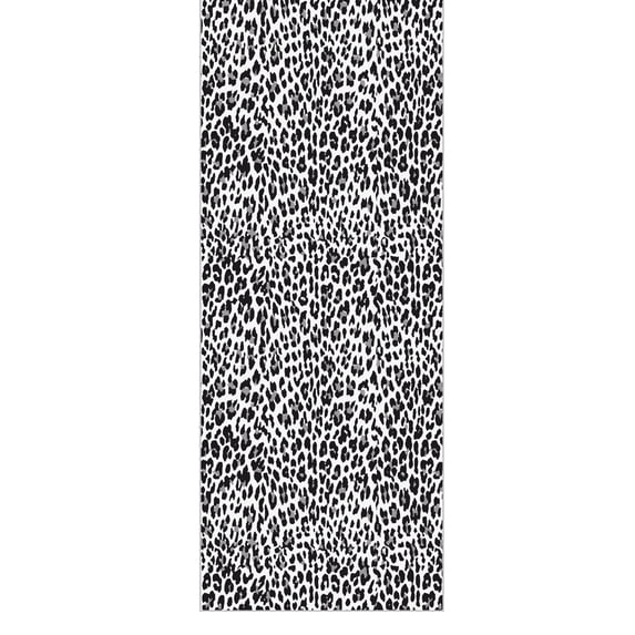 Ottomanson Non-Slip Washable Area Rug for Living Room Durable Low Profile Bedroom Carpet 5' x 6'6" Leopard Print Black & White