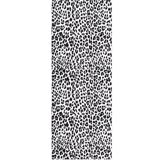 Ottomanson Non-Slip Washable Kitchen Runner Rug Mat for Hallway Durable Easy Care 1'10" x 6' Leopard Print Black & White
