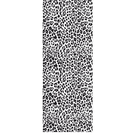 Ottomanson Non-Slip Washable Kitchen Runner Rug Mat for Hallway Durable Easy Care 22.5" x 53" Leopard Print Black & White