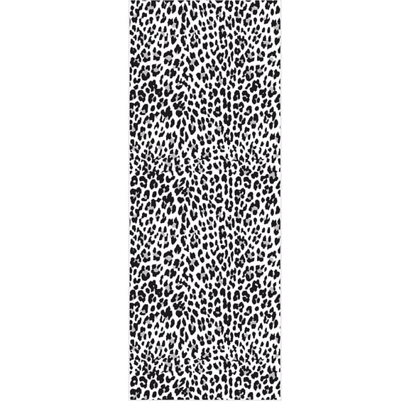 Ottomanson Non-Slip Washable Kitchen Runner Rug Mat for Hallway Durable Easy Care 22.5" x 53" Leopard Print Black & White