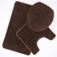 thumbnail image 1 of Ottomanson Oceana Washable Non-Slip Rubberback Polypropylene Brown Bath Rug Set, 3 Piece, 1 of 9