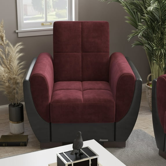 Ottomanson Origins Air Convertible Arm Chair, Burgundy Microfiber