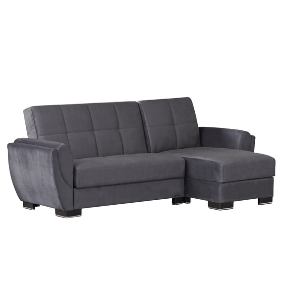 Ottomanson Origins Air Convertible L-Shaped Sectional Sofa, Gray Microfiber