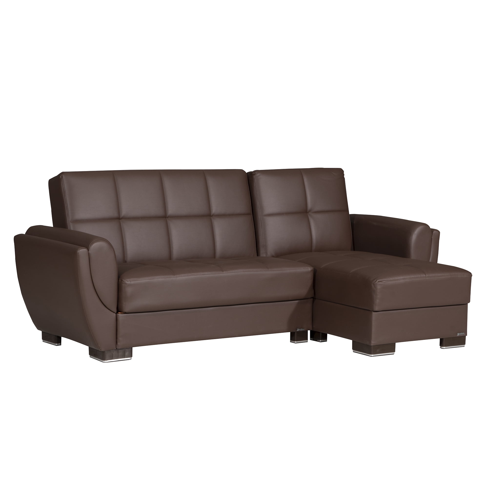 Ottomanson Origins Air Modern Convertible L-Shaped Sectional Sofa, Brown Color Leatherette