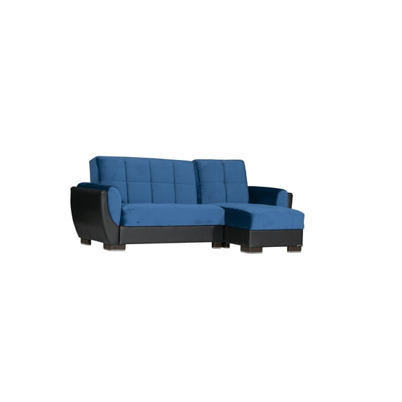 Ottomanson Origins Air Modern Convertible L-Shaped Sectional Sofa, Turquoise Color Microfiber