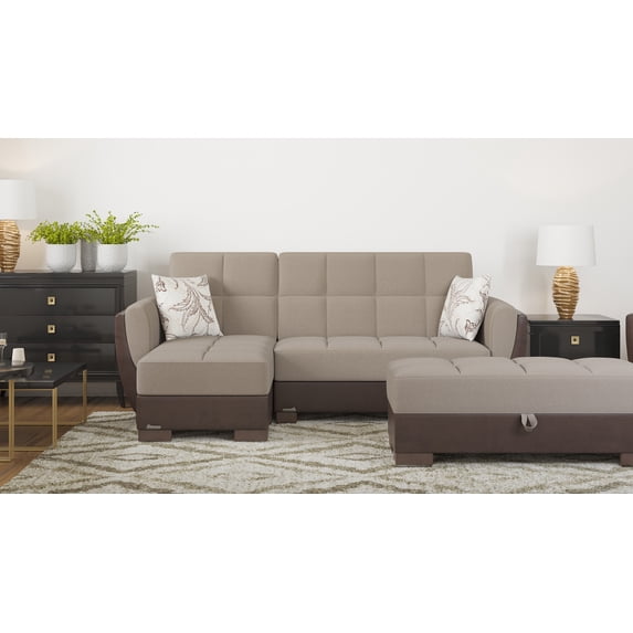 Ottomanson Origins Air Rectangular Upholstered Lift Top Ottoman, Beige/Brown