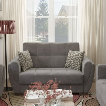 Ottomanson Origins Air Sleeper Loveseat, Gray Microfiber Fabric