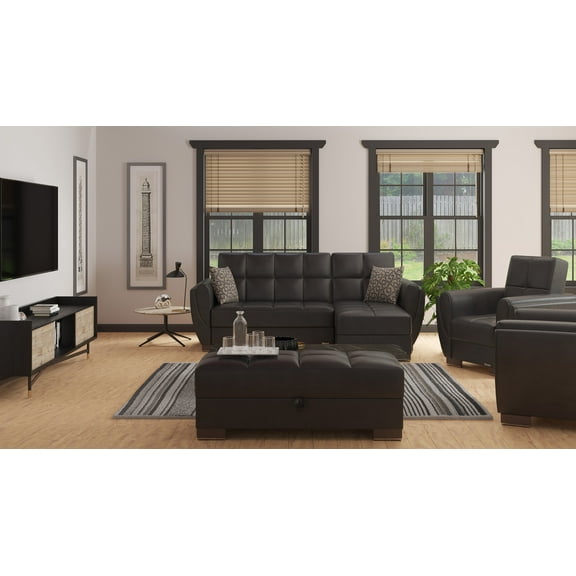 Ottomanson Origins Air Upholstered Storage Ottoman, Black