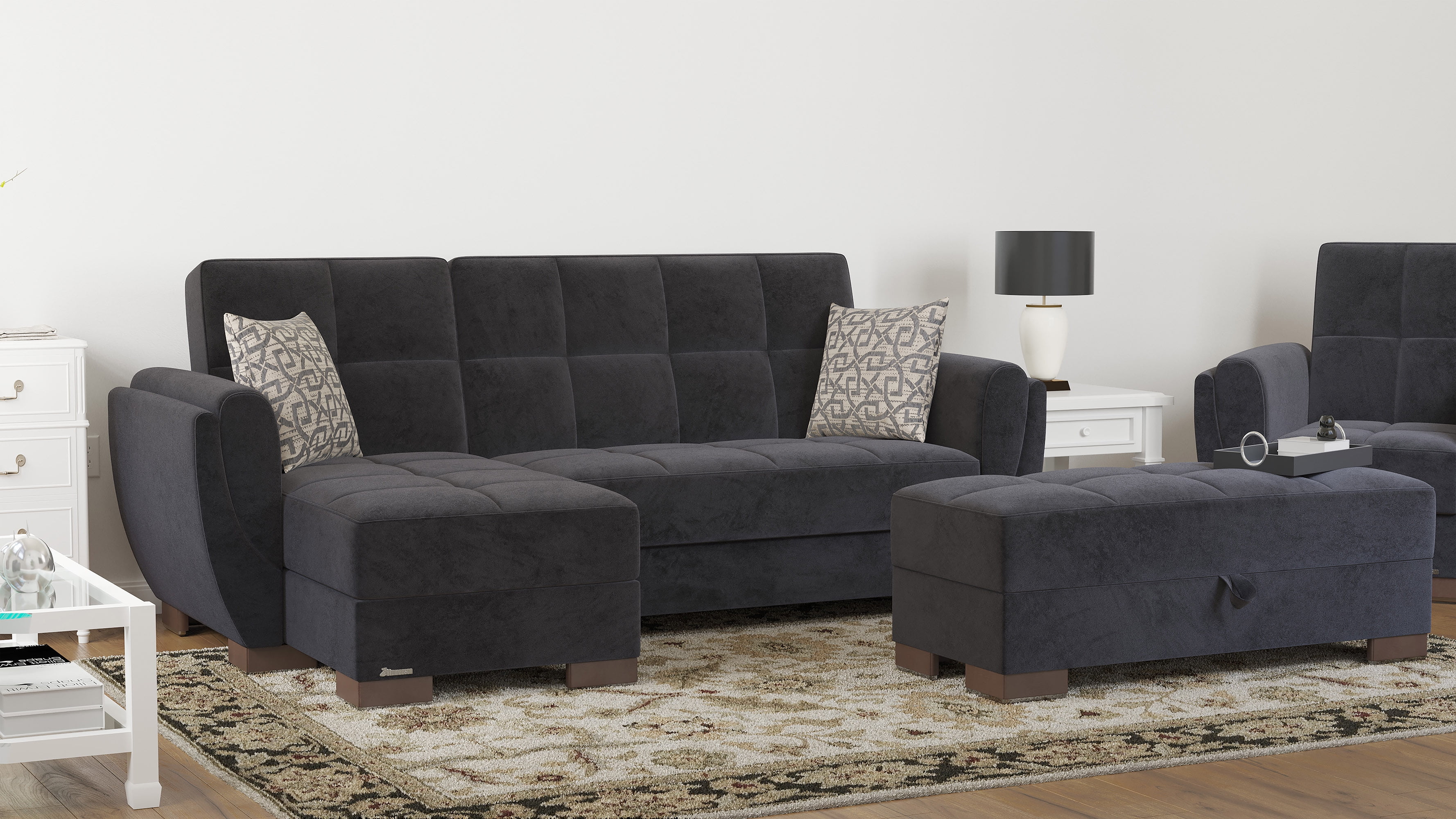 Ottomanson Origins Air Upholstered Storage Ottoman, Black