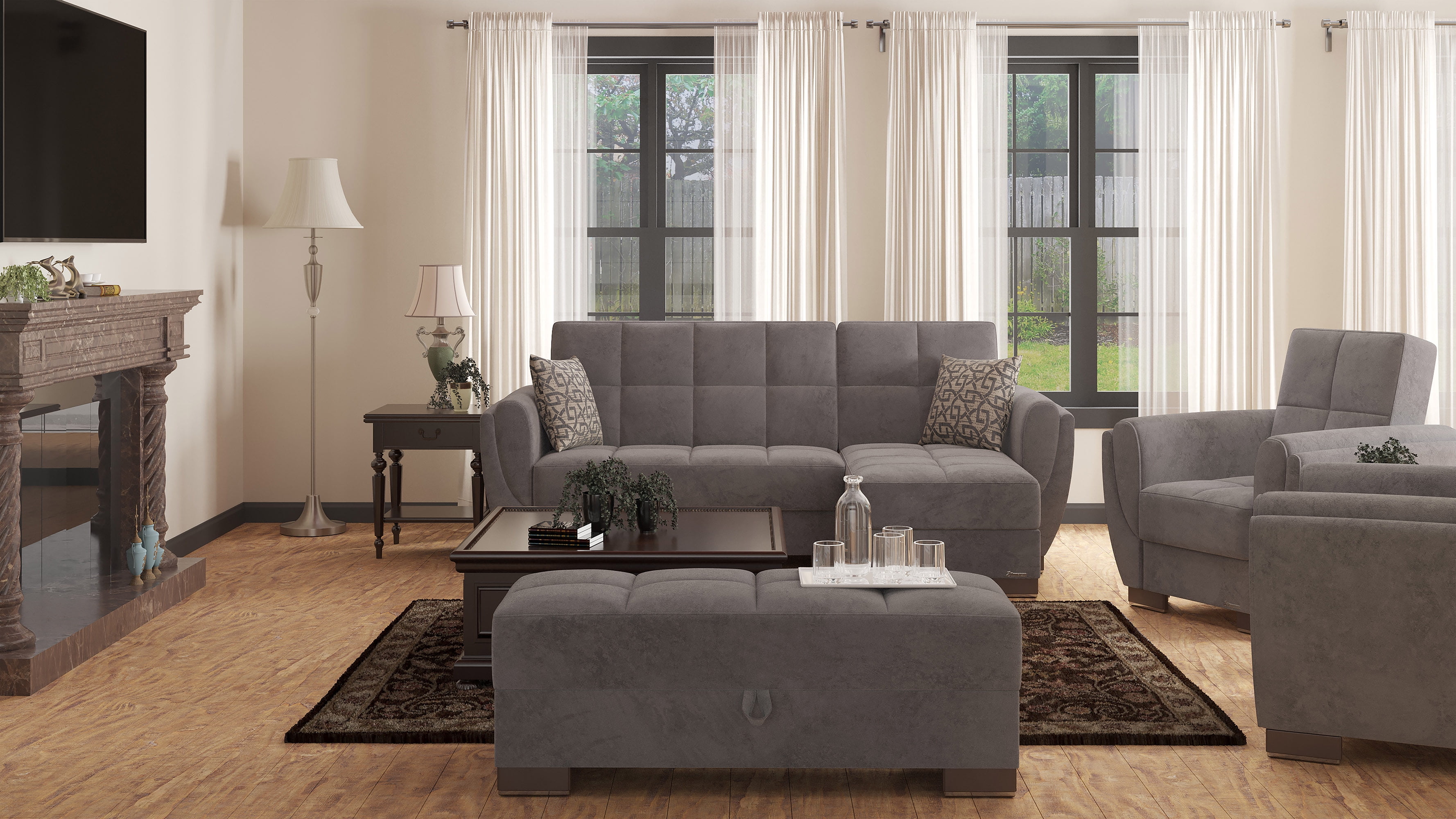 Ottomanson Origins Air Upholstered Storage Ottoman, Gray