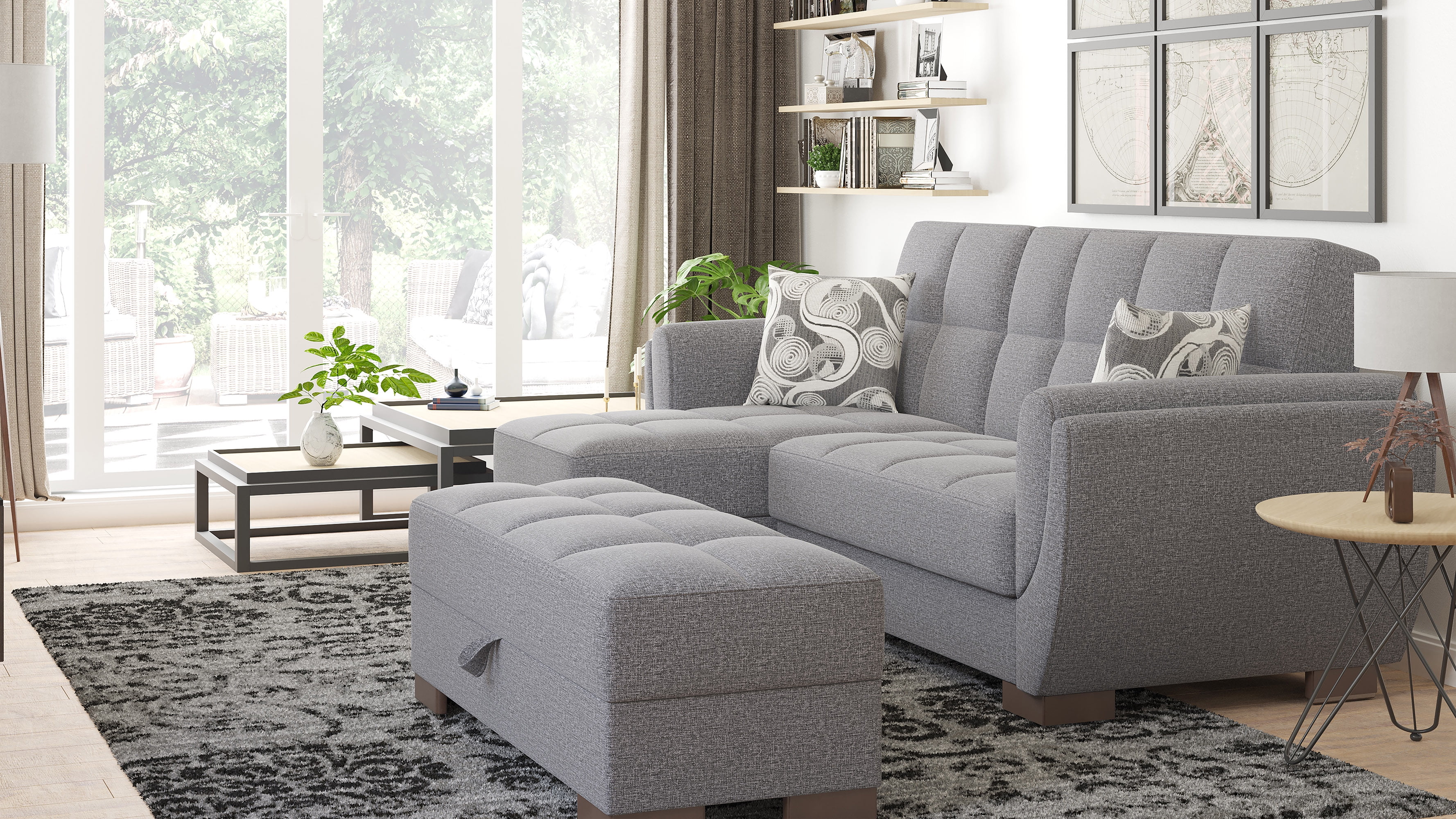Ottomanson Origins Air Upholstered Storage Ottoman, Gray