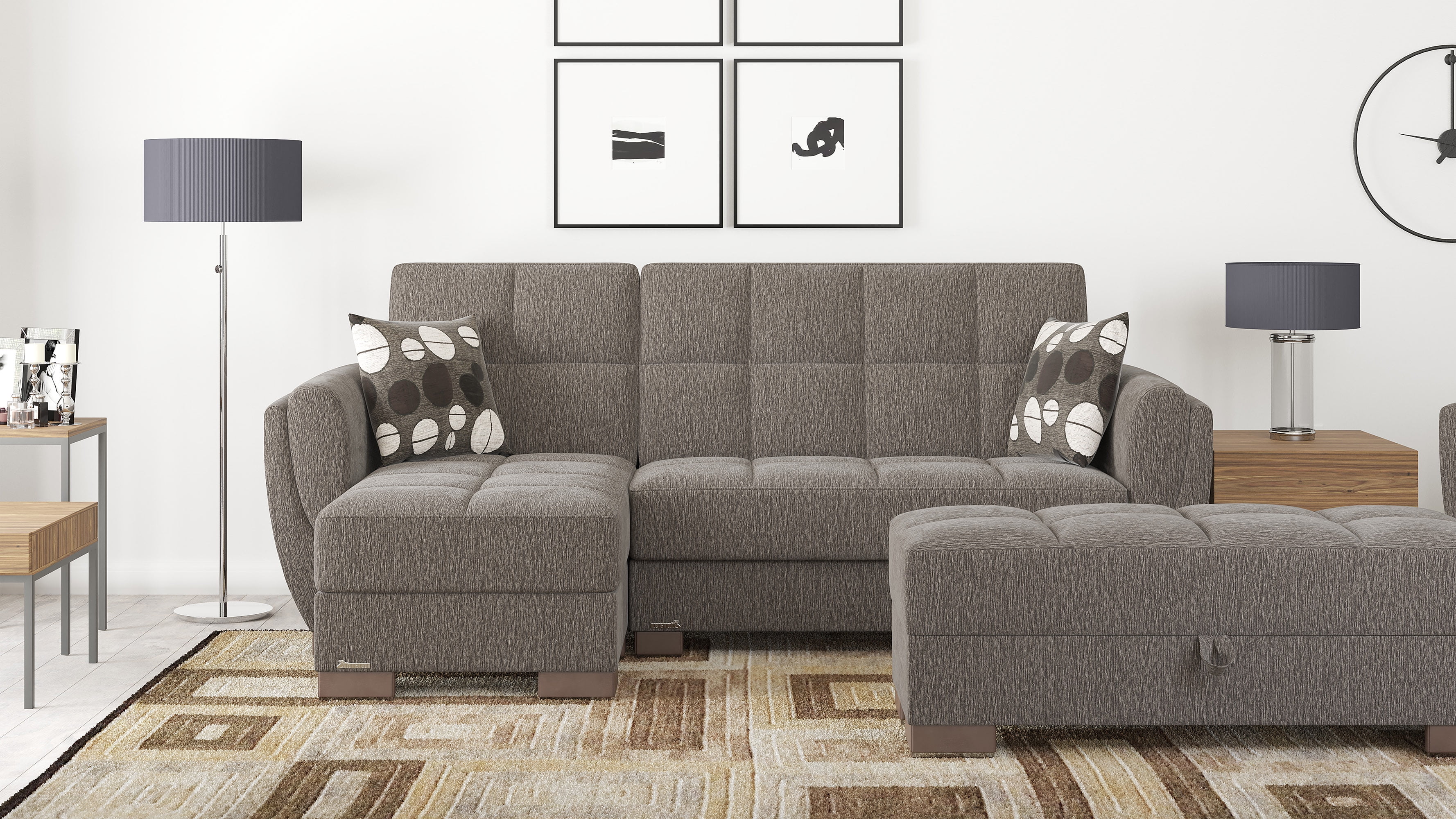 Ottomanson Origins Air Upholstered Storage Ottoman, Gray