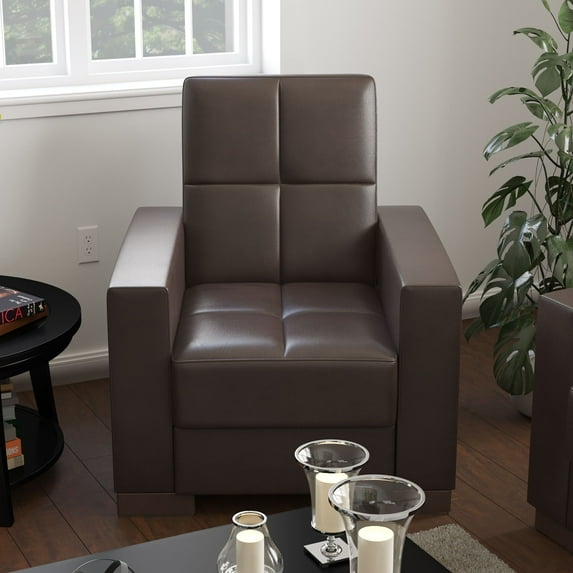 Ottomanson Origins Convertible Arm Chair, Brown Leatherette