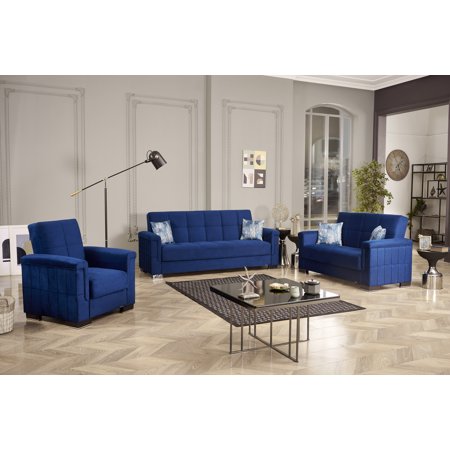 Ottomanson Origins Pro Convertible Arm Chair, Blue Microfiber