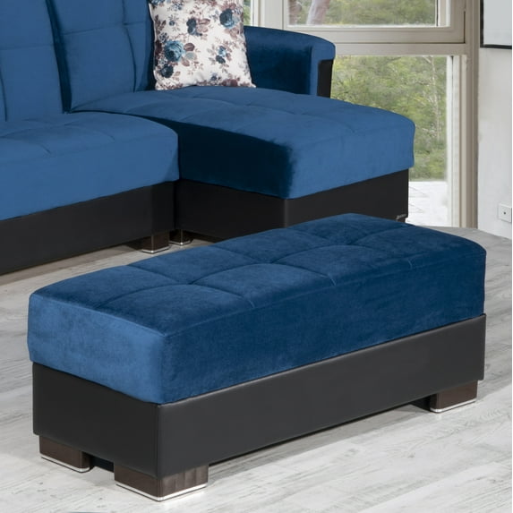 Ottomanson Origins Pro Rectangular Upholstered Lift Top Ottoman, Turquoise/Black