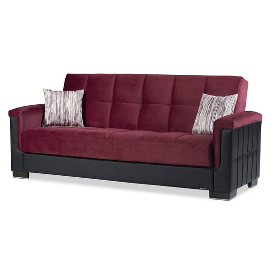 Ottomanson Origins Pro Sofa Bed with Storage 74", Burgundy Microfiber